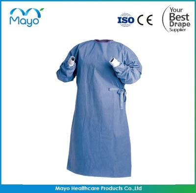 China SMS SMMS Surgical Gown Non Woven Blue Disposable Surgical Gowns for sale