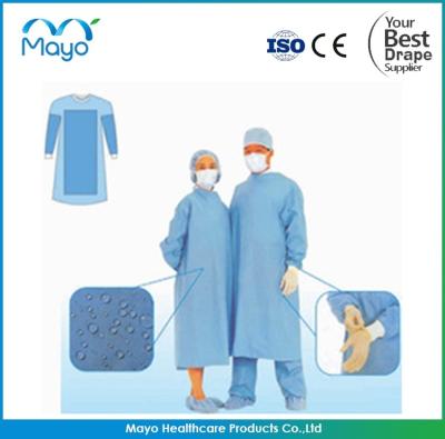 中国 EOの生殖不能の手術衣XL XXLは袖口のガウンの青緑を編んだ 販売のため