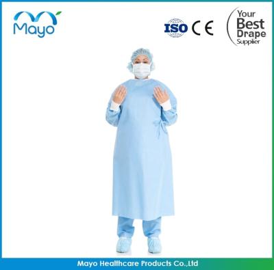 China Spunlace Medium Sterile Surgical Gowns Blue SMMS Surgical Gown for sale