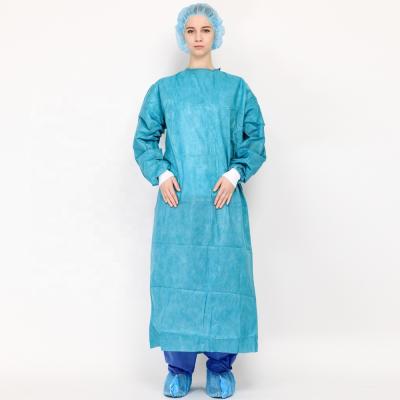 China Blue SMMS Surgical Gown EN 13795 Sterile Gown With Ultrasonic Sewing for sale