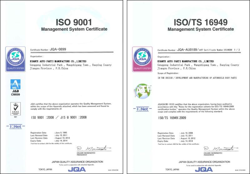 ISO/TS 16949:2009 - KUANTE AUTO PARTS MANUFACTURE CO.,LIMITED