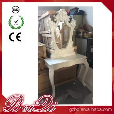 China Princess Salon Mirror for Barber Shop Furnture Wood Mirror Table Luxury for sale