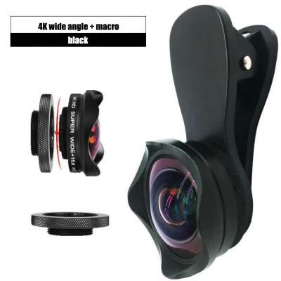 중국 4K Macro Phone Lens Macro And Wide Angle Lens With LED Light And Travel Case 판매용