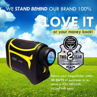 China Telémetro amarillo negro del golf del aire libre del telémetro del laser del golf de 6X25m m con la cuesta en venta