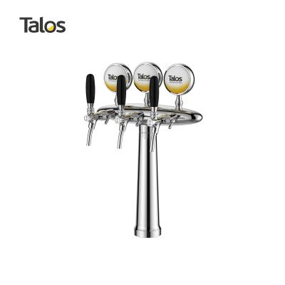 China TALOS Elliptical Steel 3 Tap Tower 85mm Beer Dispensing Tower Polished for sale