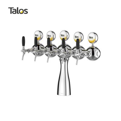 China TALOS Parisian 5 Way Dispensing Draft Beer Tower Chrome Silver Color for sale