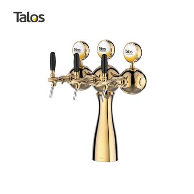 China TALOS Parisian PVD Three Tap Beer Tower Gold Color With Brass Body for sale