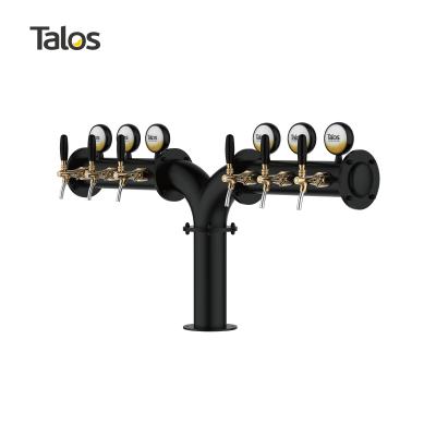 China TALOS M Shaped 6 Faucet Beer Tower Black Color Stainless Steel Body for sale