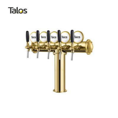 China TALOS T Shaped Stainless Steel 5 Tap Beer Tower With 85mm Column for sale