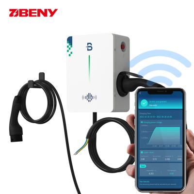 China BENY Beautiful 32A Home EV Wallbox 7.4kw whitecar electric charging station 32 amp uk type 2  1-phase 230V ev car charger for sale