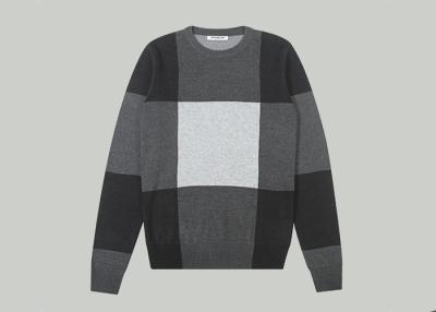China Classic Plaid Men Knit Pullover Sweater Crew Neck Long Sleeves Top for sale