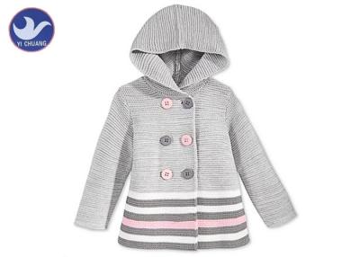 China Stripes Little Girl Cardigan Sweaters , Hoody Girls Cardigan Jacket Buttons Closure for sale