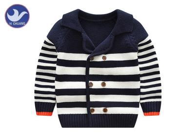 China Tailored Collar Boys Kids Sweater Coat Stripes Contrast Color Edge Outwear for sale