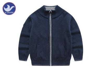 China Turtle Neck Zipper Up Kids Cotton Sweater Coat , Side Pockets Children's Outwear for sale