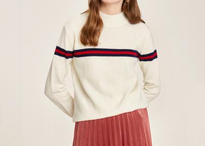 China Classic White Ground, Black And Red Contrast Color Stripe Lady Jumper Mock Neck for sale