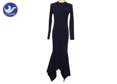 China Full Rib Women Knitted Dress Stylish 2 Side Panel Set In Crew Neck Long Sleeves for sale