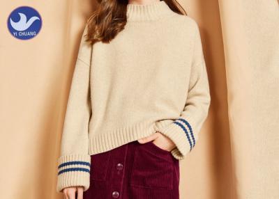 China Big Fold Cuff Mock Neck Womens Knit Pullover Sweater Loose Fitting Winter Top for sale