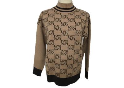 China Letters Jacquard Womens Knit Pullover Sweater Drop Shoulder Chinese OEM Factory for sale
