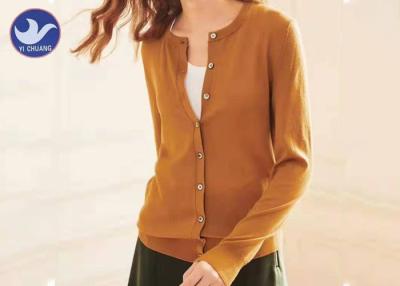 China Buttons Up Cardigan Cashmere Sweater Lady Crew Neck Basic Knitwear for sale