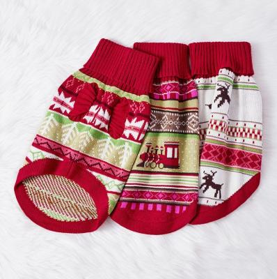 China Christmas Pet Doggie Sweater Knitted Clothes Snowflakes Reindeer Pattern for sale