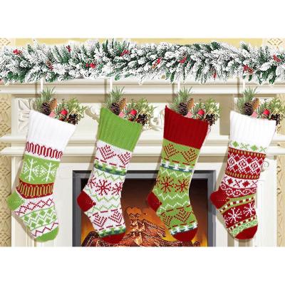 China Knitted Christmas Stockings Home Decoration Candy Bag Ornament Christmas Socks for sale
