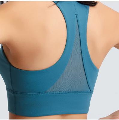 China New Design Removable Pads Mesh Triangle Beauty Back Womens High Support Sports Bra Top Fitness 2022 for sale