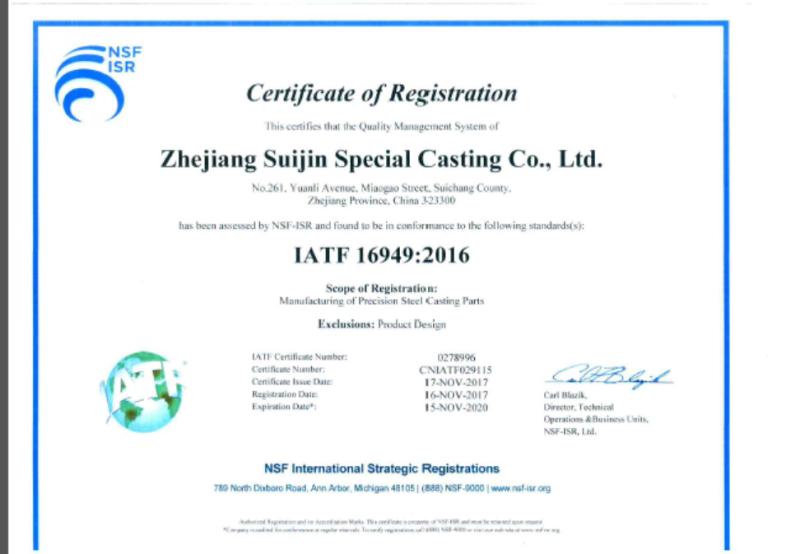 TS16949 - Ningbo Suijin Machinery Technology Co.,Ltd