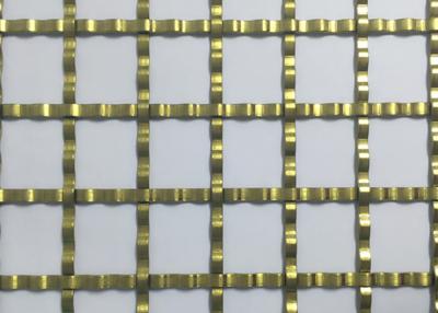 China ISO9000 quadratisches Loch Mesh Golden Crimped Metal Cabinet Mesh Antifire zu verkaufen