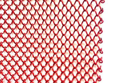China Red 1mm Dia Metal Coil Drapery Stainless Steel Mesh Curtain 2.4kg/M2 for sale