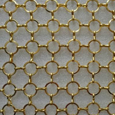 China ODM Golden Metal Ring Mesh Decorative Fence 3.8mm Chain Mail Mesh for sale