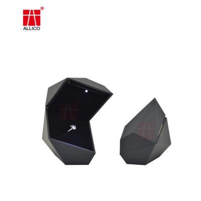 China ISO Matt Lamination Black Cardboard Jewelry Boxes For Engagement Ring for sale