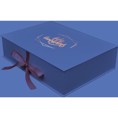 China Satin Silk Magnetic Ribbon Box , FSC SGS B Flute 8x10 Gift Box for sale