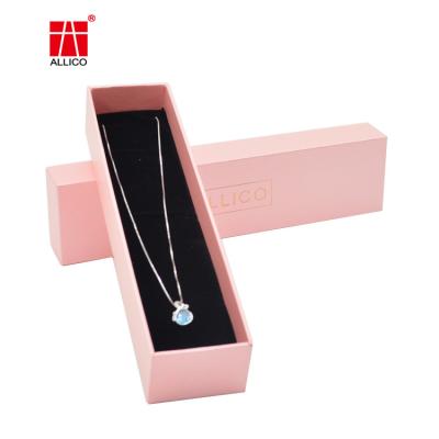 China Pink Luxury Necklace Gift Box , 10*10*3.5cm Cardboard Jewelry Boxes for sale