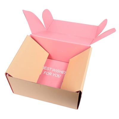China Easy Fold Corrugated Board Boxes Skincare Mailer Shipping Box With Logo Printed for sale