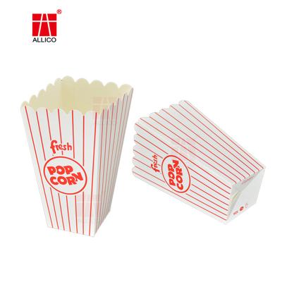 China Red And White Popcorn Food Packaging Gift Boxes 2.9 X 2.9 Inch For Movie for sale