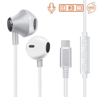 China USB Type C Earphones Stereo in Ear Earbuds Headphones with Microphone Bass Earbud with Mic and Volume Contro for sale