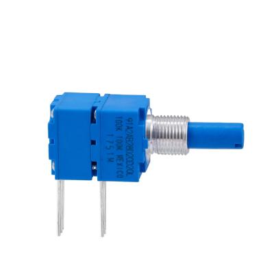 China Horizontal Rotary Potentiometer Dual Gang 100K Resistance Value Panel Mount For Home Appliance for sale