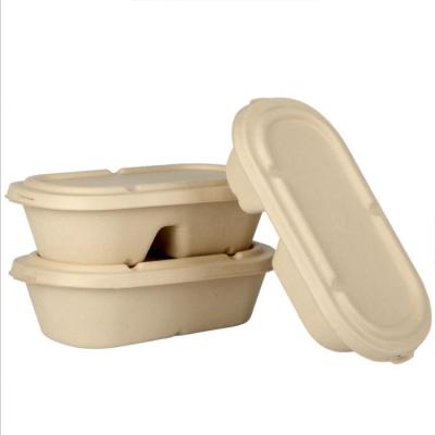 China Compostable Biodegradable Within 90 Day Best Factory Price Disposable Biodegradable Food Container Fiber 2 Compartments Food Bowl for sale