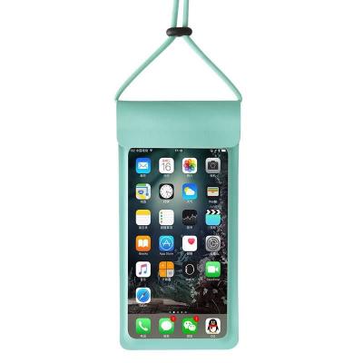 China Recyclable Waterproof Mobile Phone Bag PU Cell Phone Cover Transparent Fluorescent Touch Screen Diving Sealed Swimming for sale