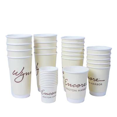 China Biodegradable Double Wall Hot Disposable Coffee Cup Paper With Lid Logo Gold Beer Customized Craft Printed Disposable 4oz 8oz 12oz 16oz 20oz for sale