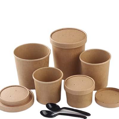 China HOT SALE Disposable Disposable Take Away Kraft Paper Salad Bowl With PET Lid Kraft Paper Bowl for sale