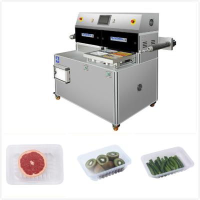 China PLC Industrial Vacuum Food Sealer MAP Tray Packaging Machine With Trays for sale