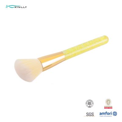China High Density Loose Powder Makeup Brush Yellow Plastic Handle Synthetic Hair Cosmetic Brushes for sale