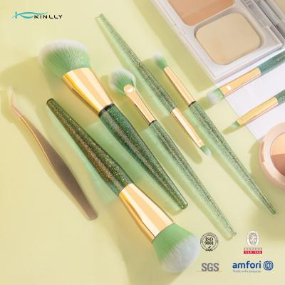 China Sistema de cepillo del maquillaje del artista 7pcs del vegano del OEM de Crystal Plastic Makeup Brushes del brillo del diamante artificial en venta