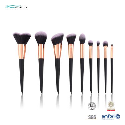 China OEM Customized Makeup Brush Set 9PCS Aluminum Ferrule Plastic Handle for sale
