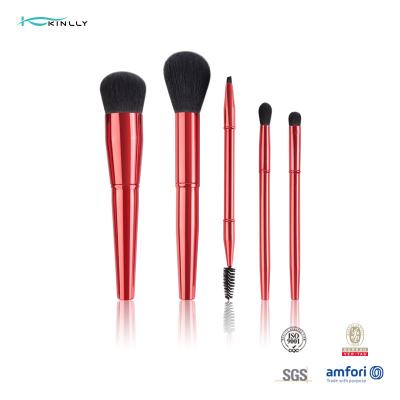 China 5PCS Magnetic Metal Handle Cosmetic Brush Set with Private Label Premium Synthetic Hair Make up Brush for sale