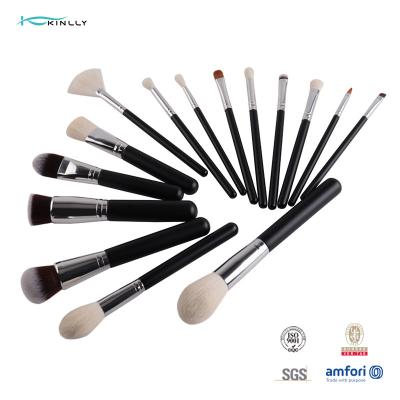 China 22pcs Aluminium Ferrule Makeup Brush Set Private Label Wooden Handle Silvery for sale