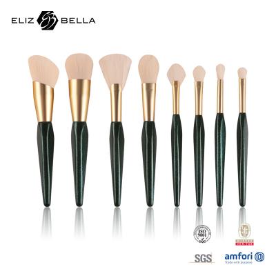 China 8-piece Wooden Handle Luxury Makeup Brushes Rose Gold Ferrule Cosmetic Brush Set for sale