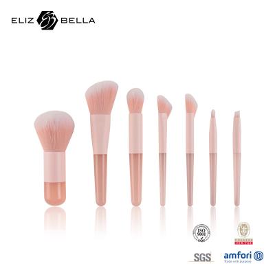 China 7pcs Clear Plastic Handle Synthetic Hair Makeup Brush Gift Set Cosmetic Brush Set for sale