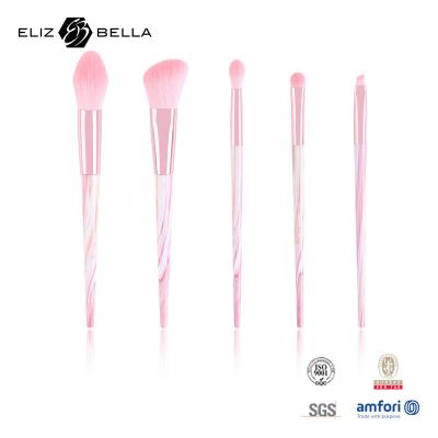 China 5pcs Pink Ferrule Plastic Makeup Brushes Synthetic Hair Vegan Personalized Custom Logo for sale